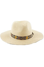 Ibiza Hoed gebroken wit met aztec rand