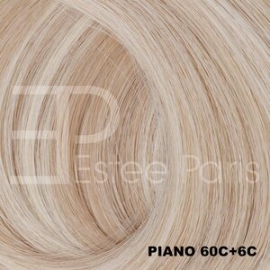 Estee Paris Genius Weft 60 cm Piano 60C+6C platinum blond + lichtblond | 100% Remy Haar