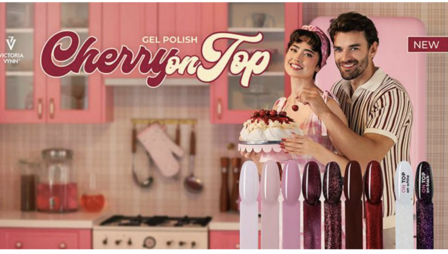 Victoria Vynn&trade; 8 Pack Gellak &ndash; Cherry on Top | 7 kleuren + Cat Eye + No Wipe Topcoat Gratis toilet tas