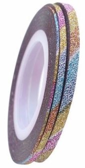 Striping tape glitter regenboog 1mm