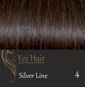 Yes Hair Extensions Silver Line 55/60 cm NS kleur 4 Midden Donker Bruin