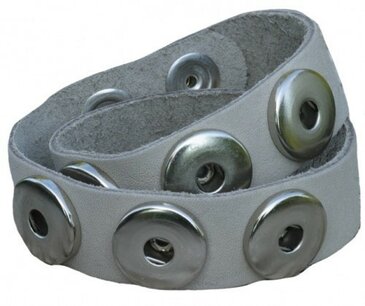 Dubbele leren armband wit grijs (43 cm)  Dubbele leren armband wit grijs (43 cm)